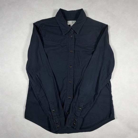 Tecovas Tops - Tecovas Womens Small Black Herringbone Western Pearl Snap Long Sleeve‎ Shirt